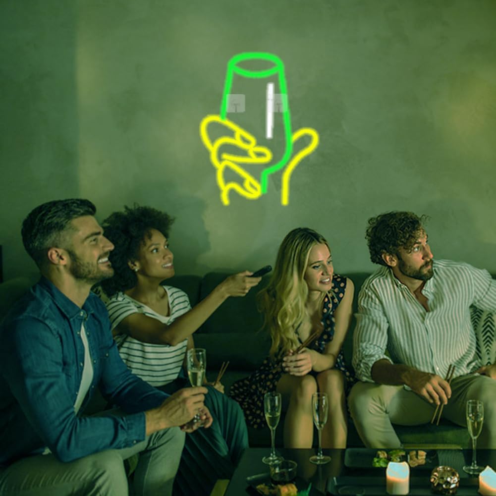 Wine Glass in Hand LED Neon Si - Party Games Shop reseña y precio