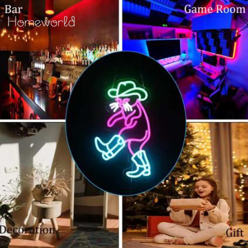 Cowboy Cat Neon Light Sign Dim - Party Games Shop reseña y precio