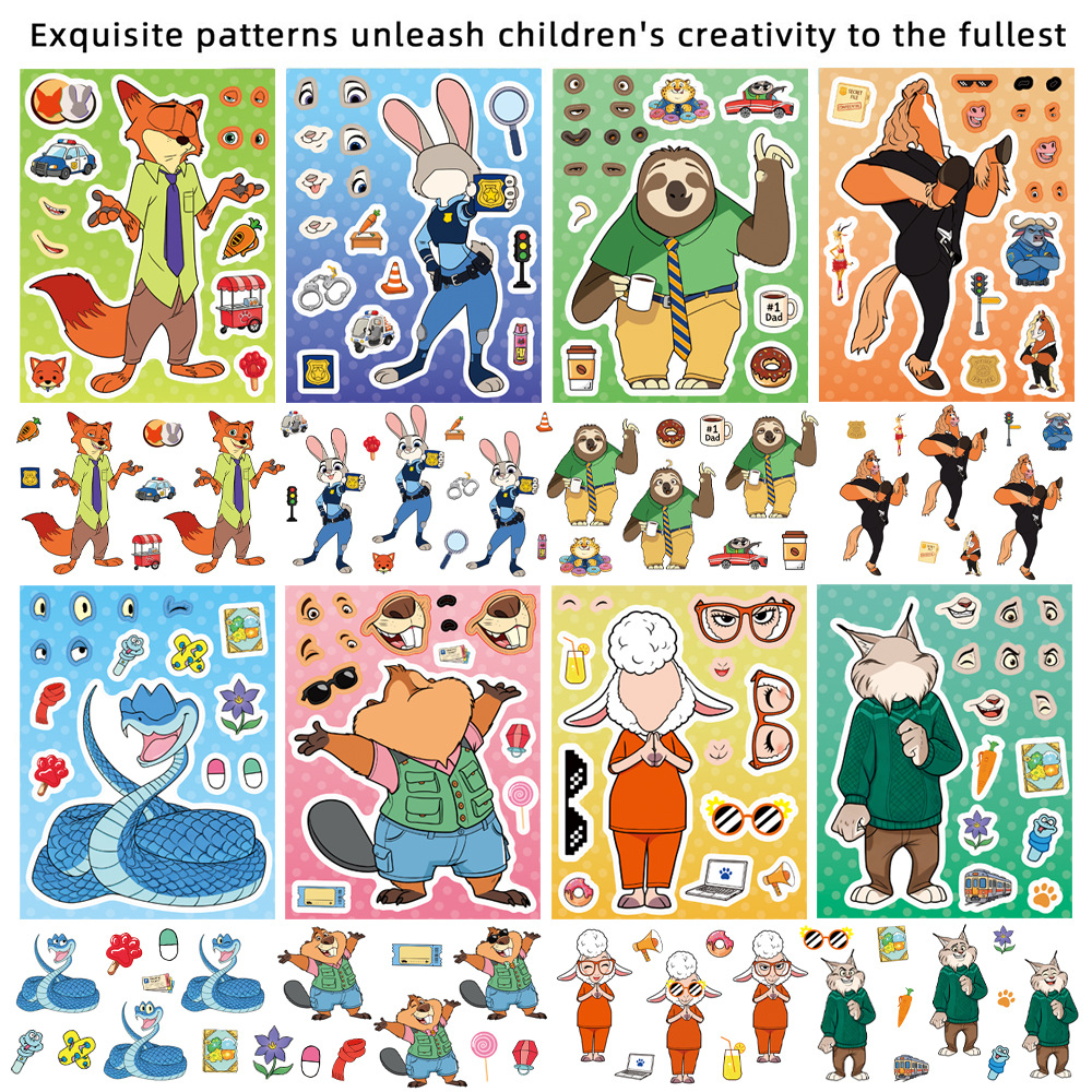 8/16Sheets Make a Face Zootopi - Zootopia Party Games reseña y precio