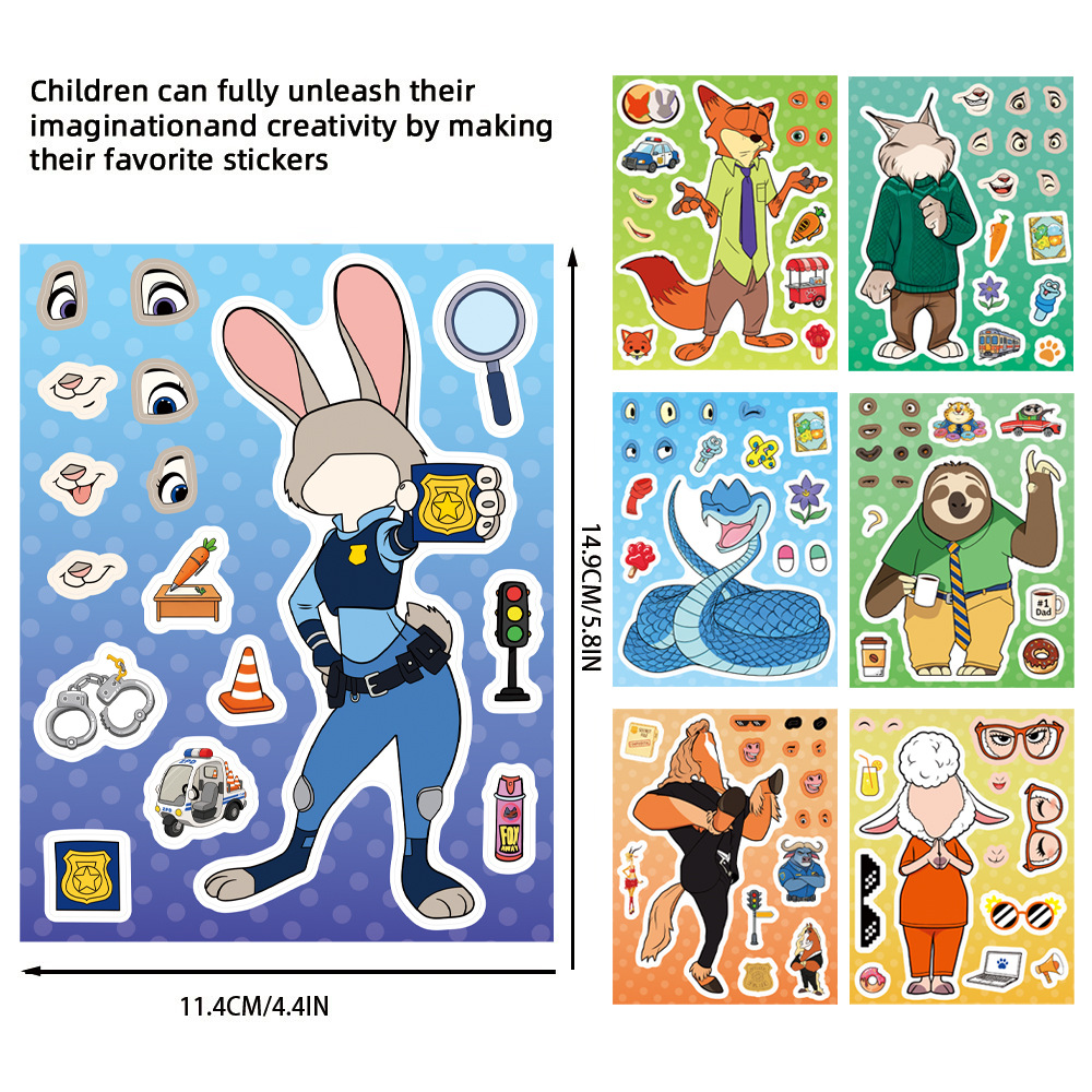 8/16Sheets Make a Face Zootopi - Zootopia Party Games reseña y precio